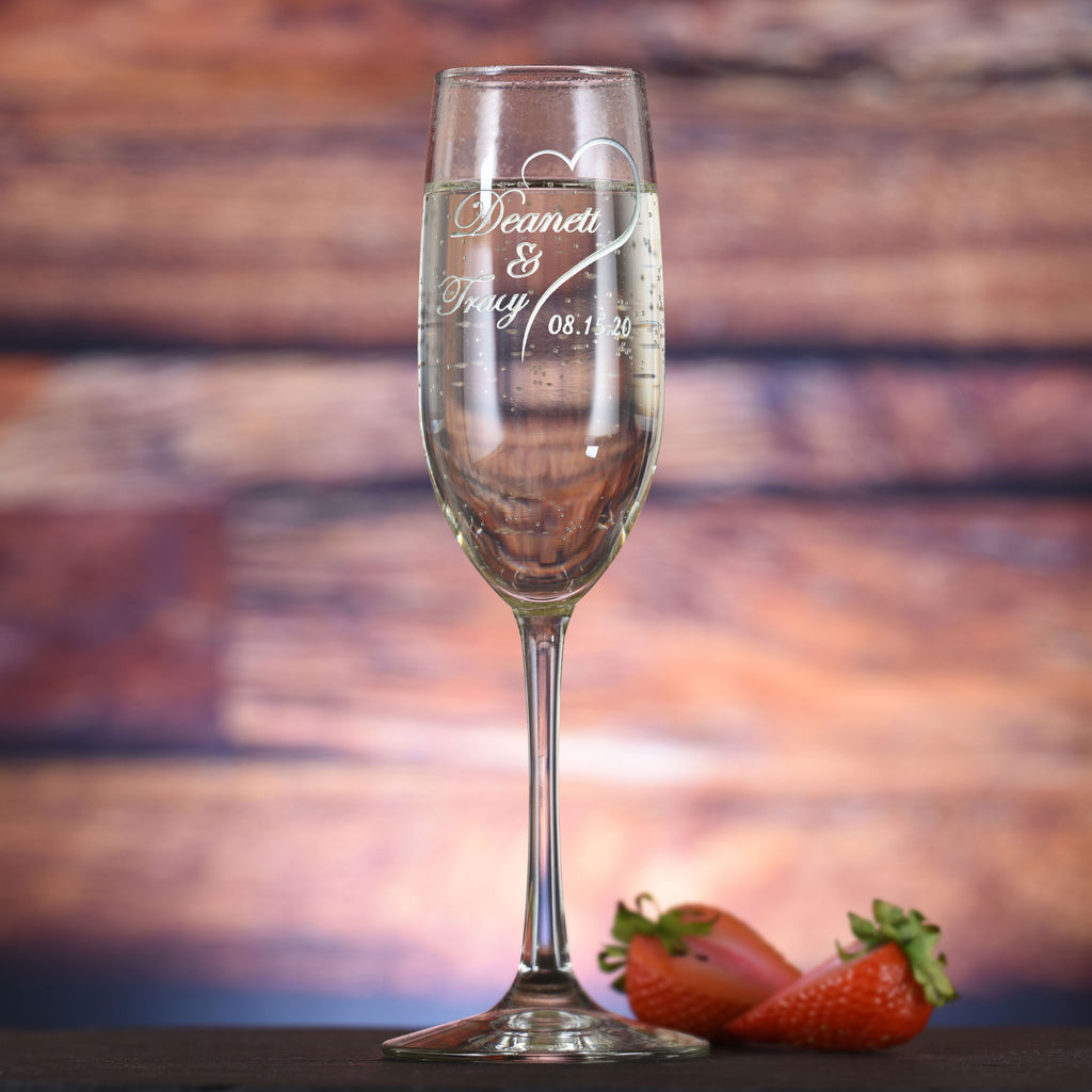 Custom Bride Groom Wedding Date Toasting Flute