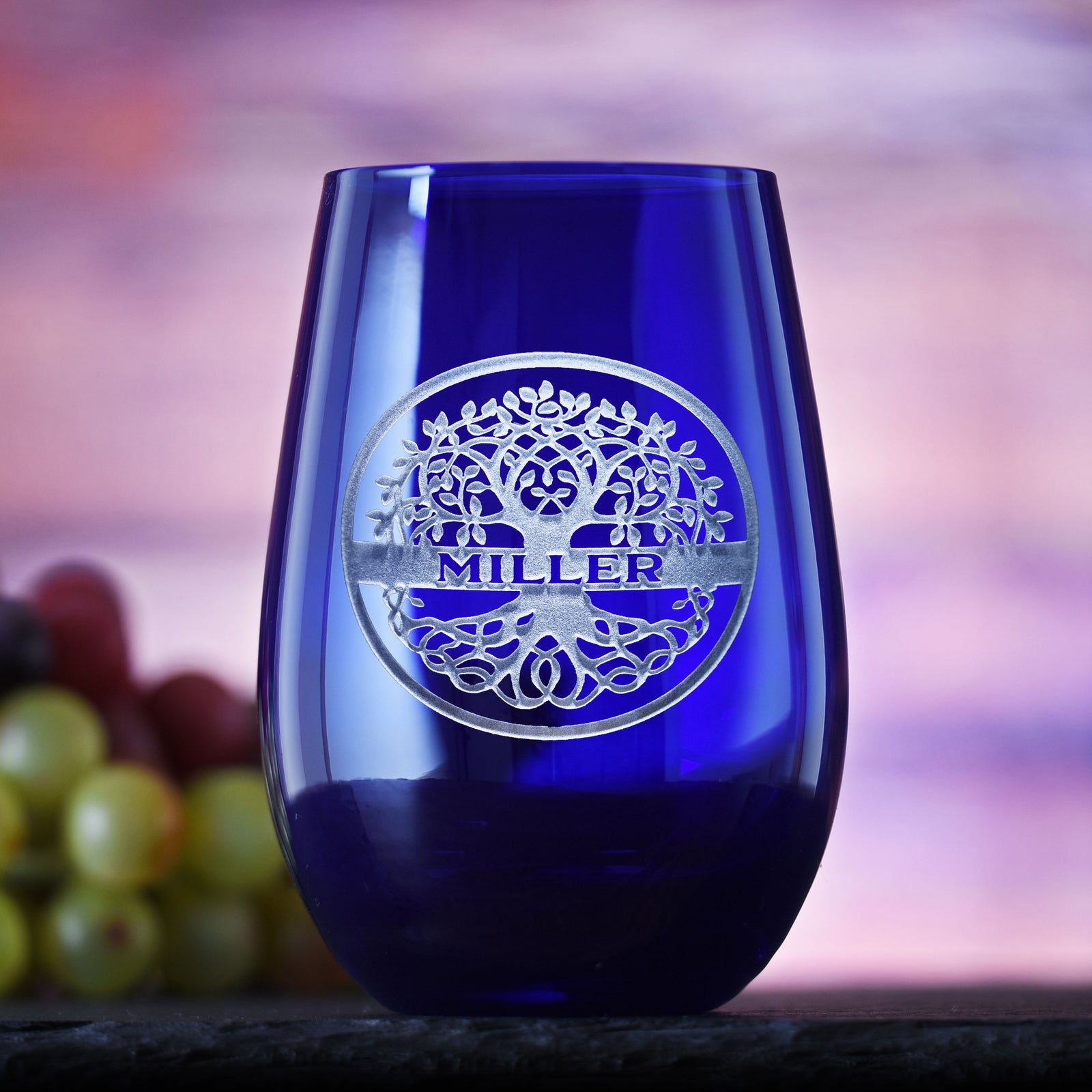 Custom Blue Stemless Wine Glass Tumbler
