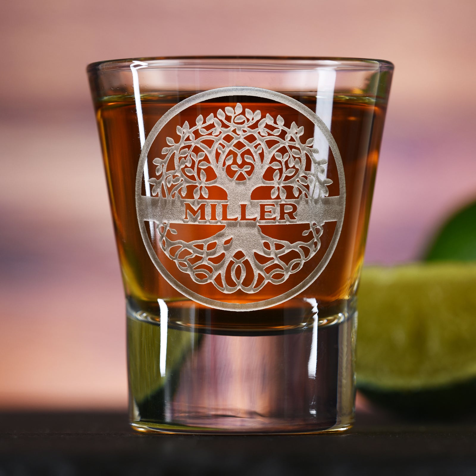 Family Tree Engraved Shot Glass Gift