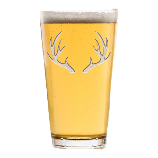 Deep Carved Deer Antlers Pint Glass