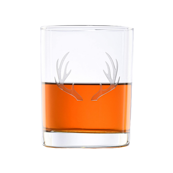 Deep Carved Deer Antlers Standard Rocks Glass