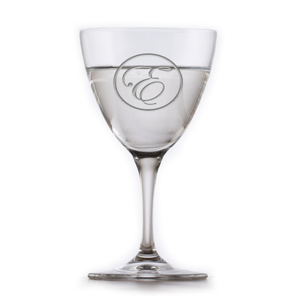Monogram Etched Nick and Nora Crystal Martini Glass