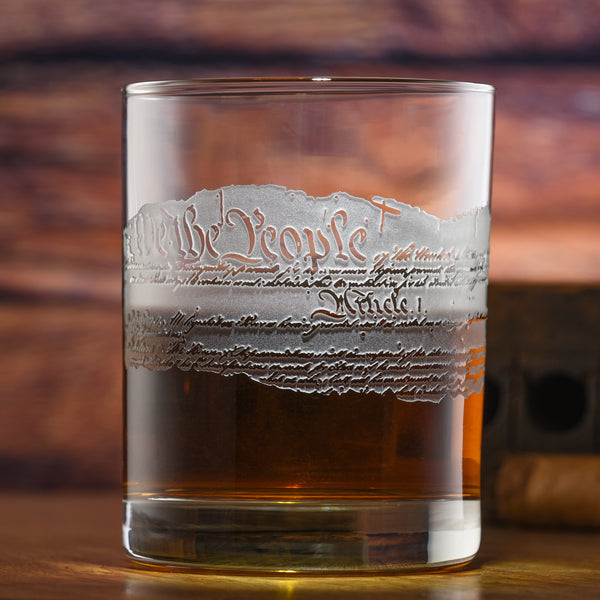 Deep Carved We The People Standard Rocks Glass