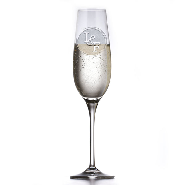 Couple's Initials Engraved Crystal Champagne Glass