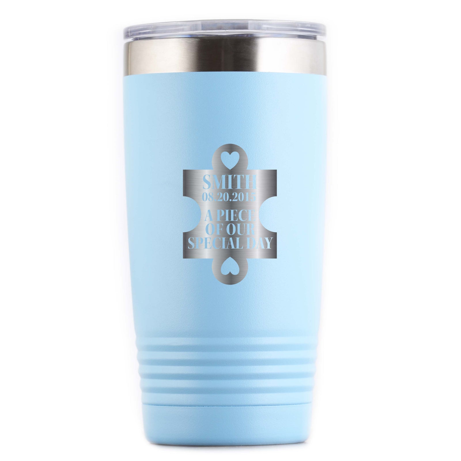 Wedding Day Puzzle Piece Travel Tumbler Favor
