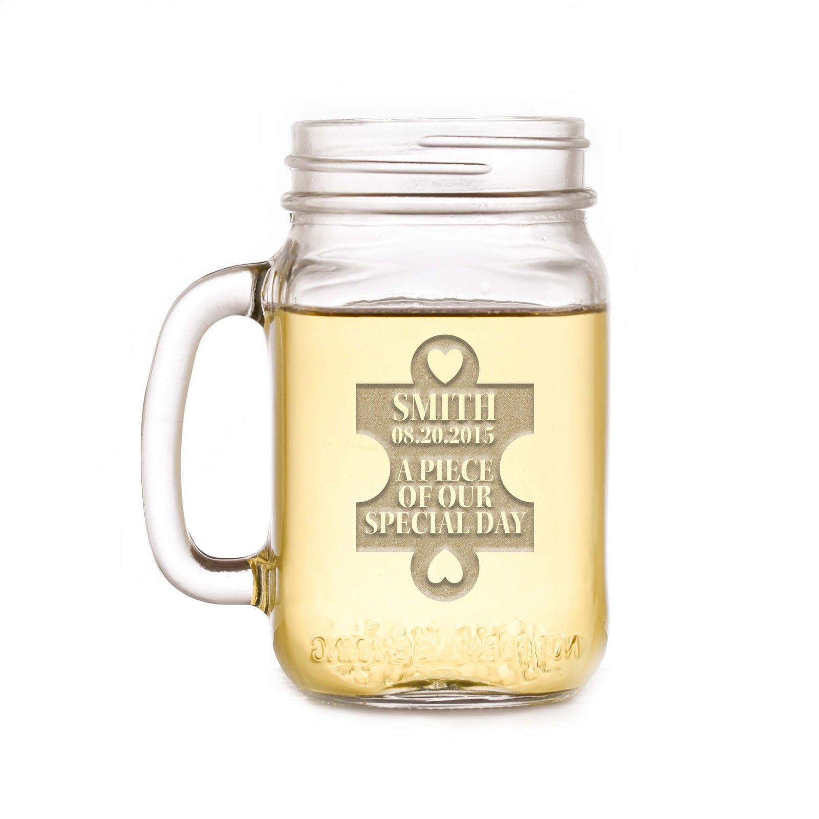 Puzzle Piece Wedding Favor Mason Jar