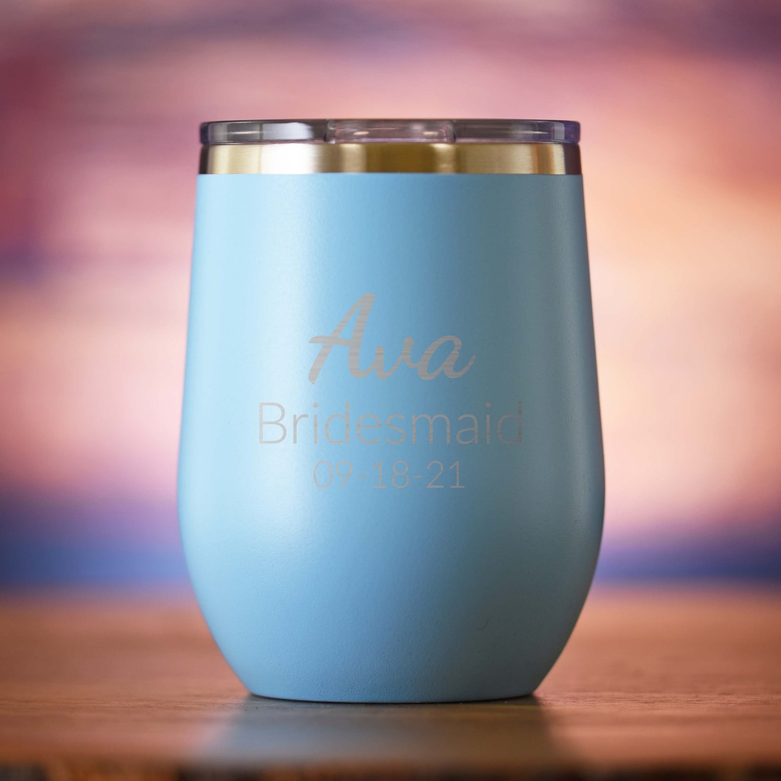 Bridesmaid Personalized Stemless Wine Travel Tumbler Gift