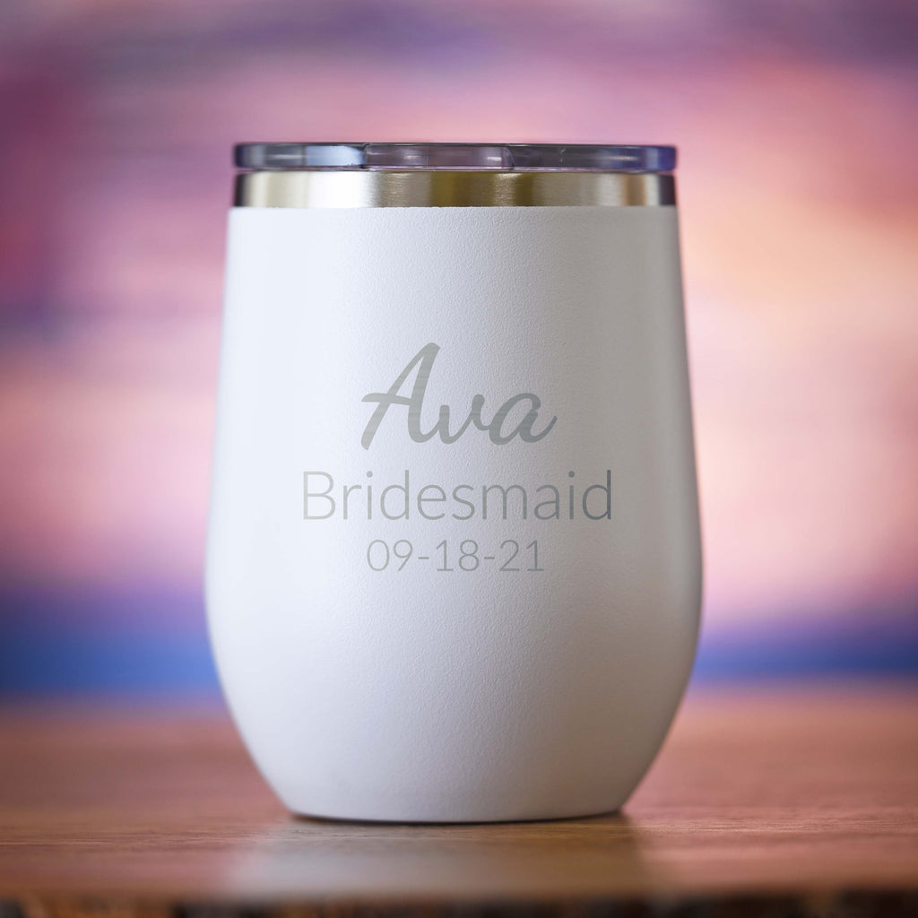 Bridesmaid Personalized Stemless Wine Travel Tumbler Gift