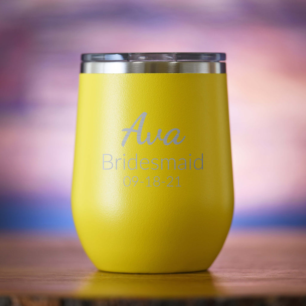 Bridesmaid Personalized Stemless Wine Travel Tumbler Gift