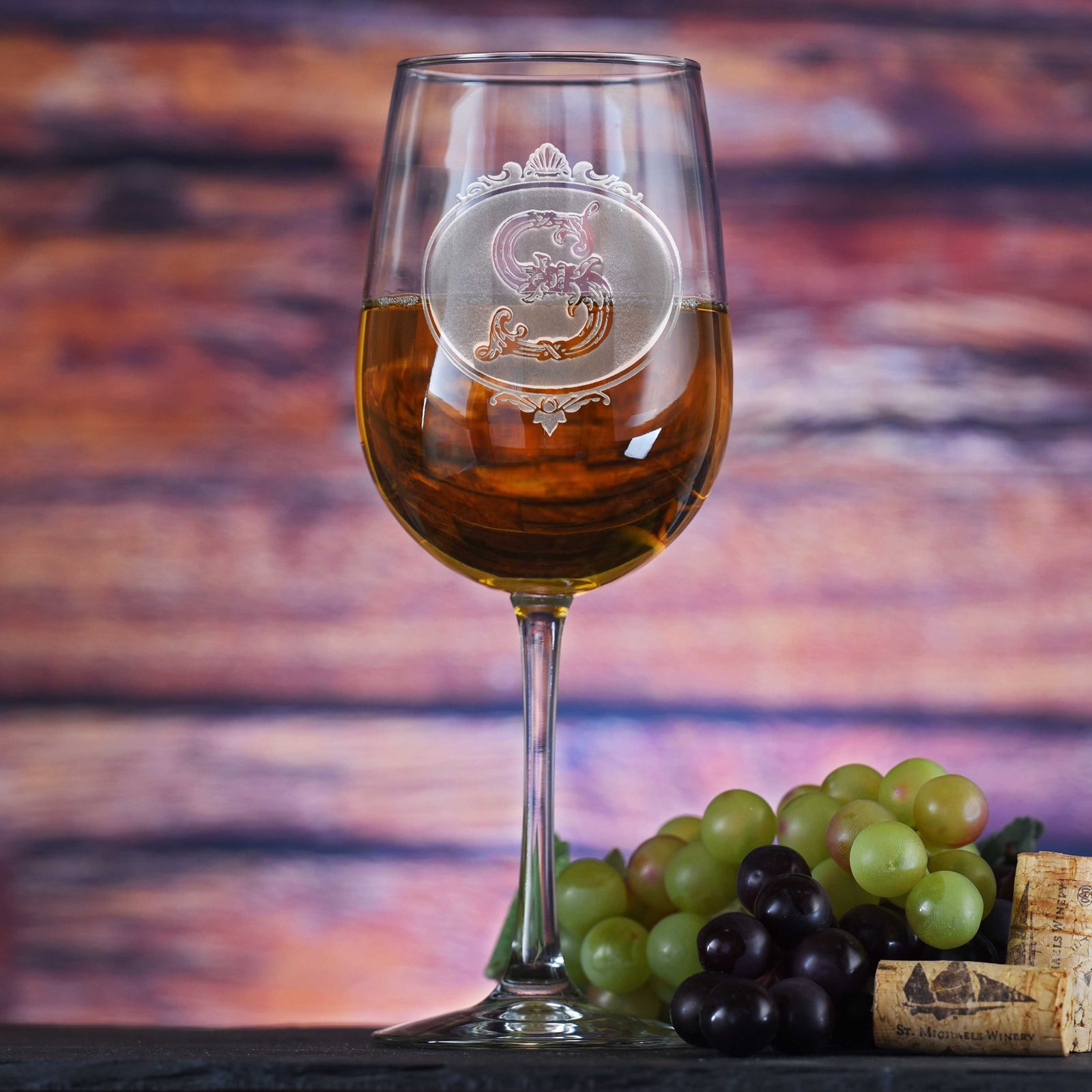 Monogrammed, Personalized Wine Glass M21