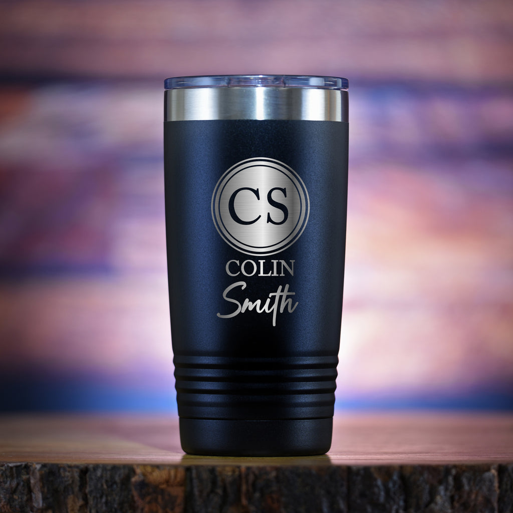 Two Monogram Insulated Travel Tumbler Gift