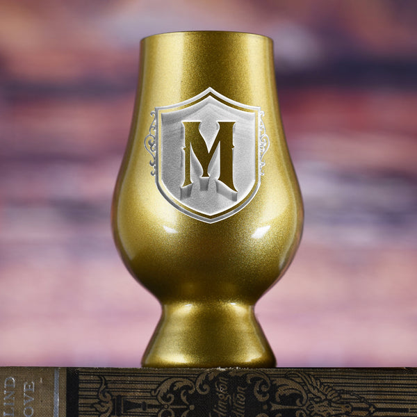 Gold Glencairn Whisky Glass Engraved With Crest