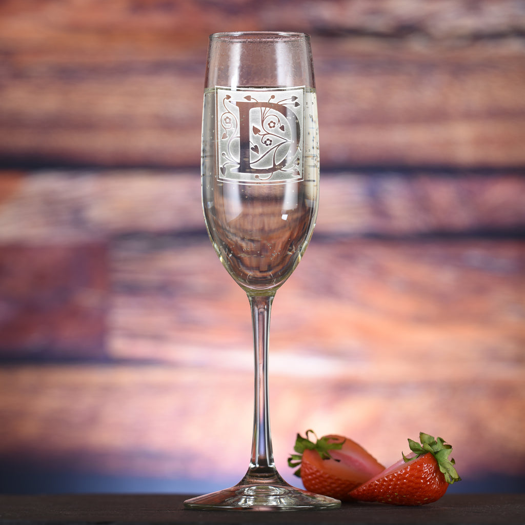 Monogrammed Engraved Champagne Flutes Glasses
