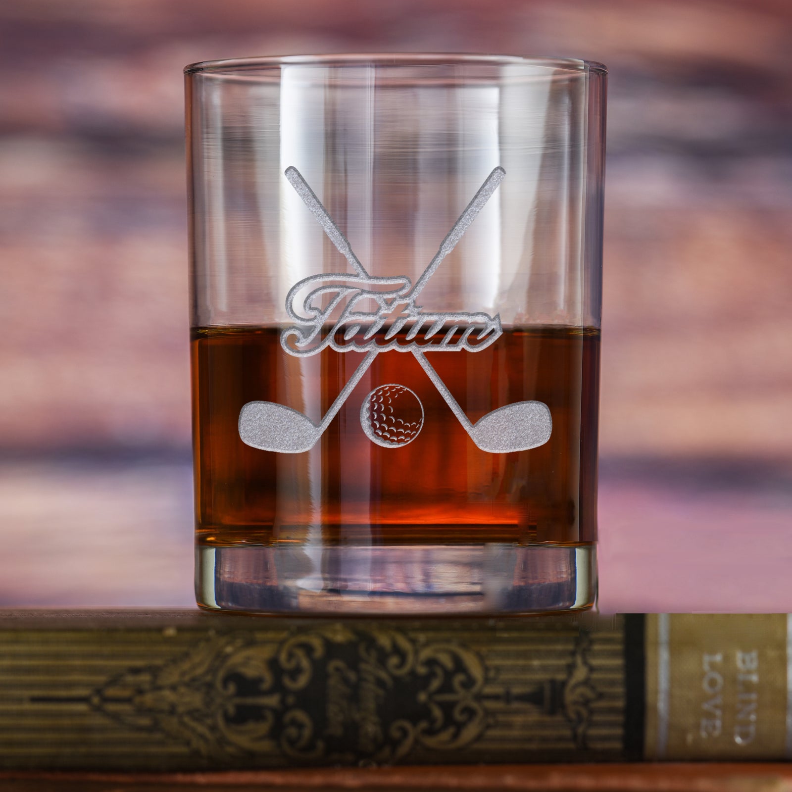 Monogrammed, Engraved Golf Lover Whiskey Glass