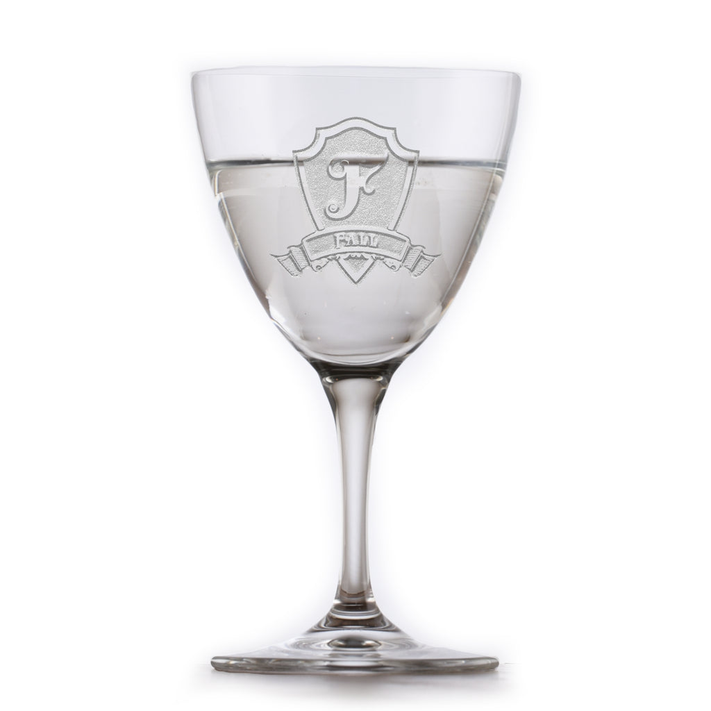 Nick and Nora Crystal Martini Glass Engraved
