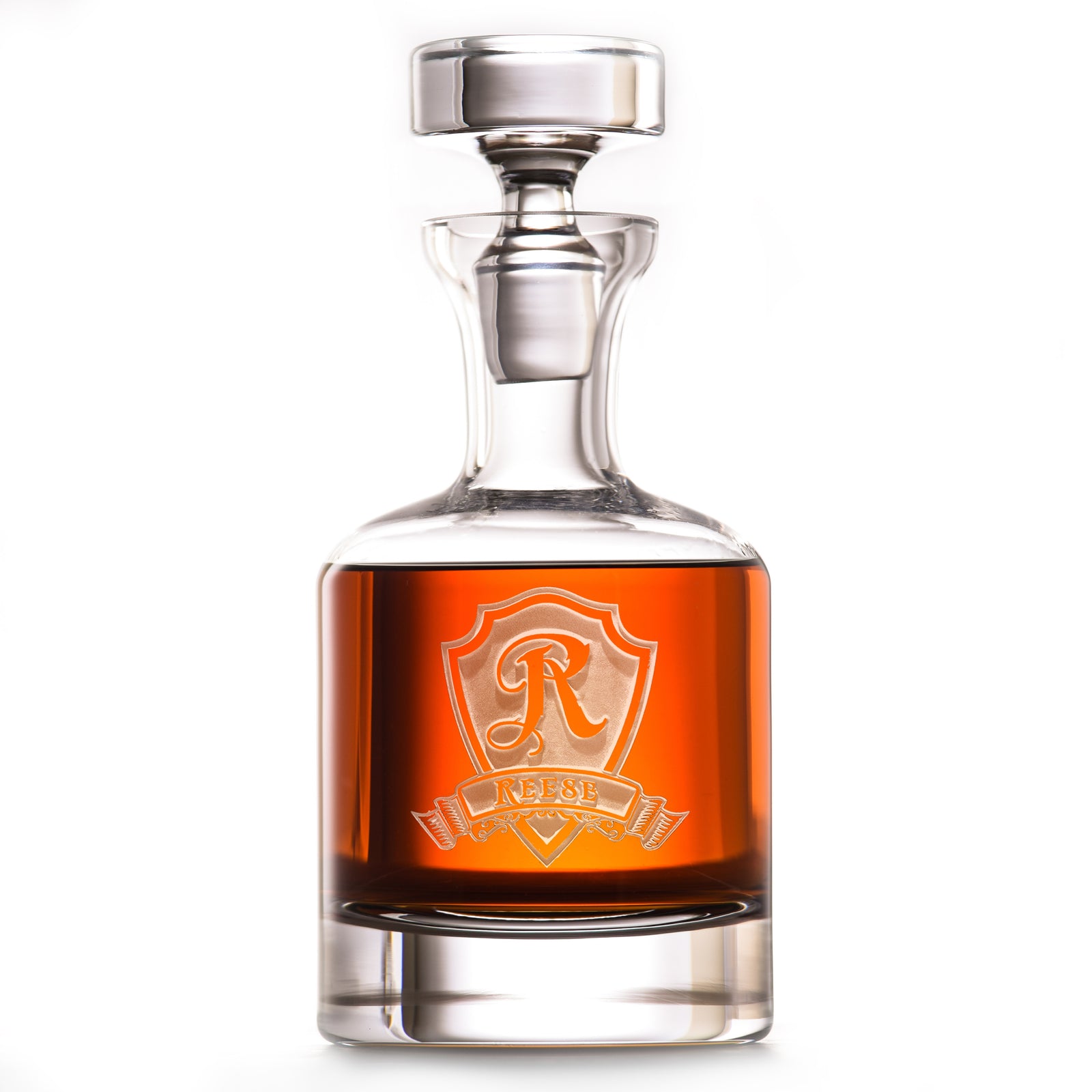 Engraved, Monogrammed Shield Decanter