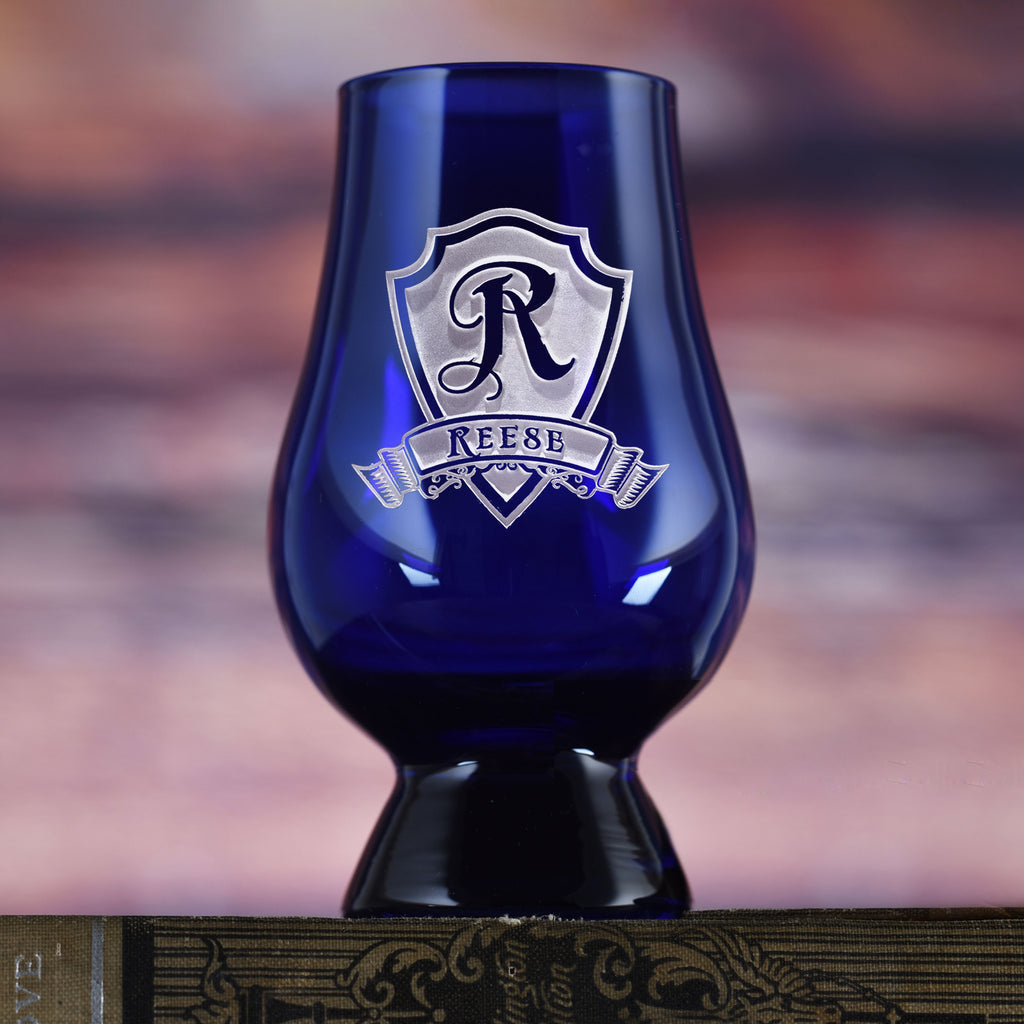 Engraved Blue Glencairn Whisky Glass