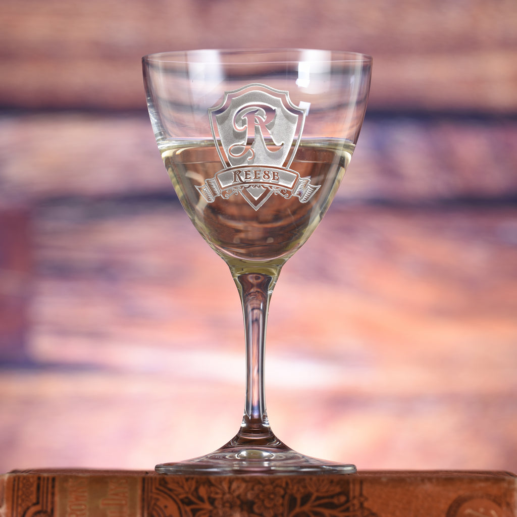 Nick and Nora Crystal Martini Glass Engraved