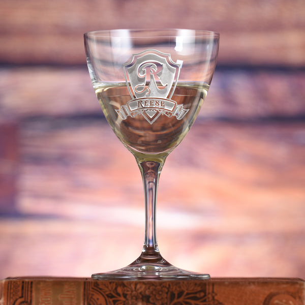 Nick and Nora Crystal Martini Glass Engraved