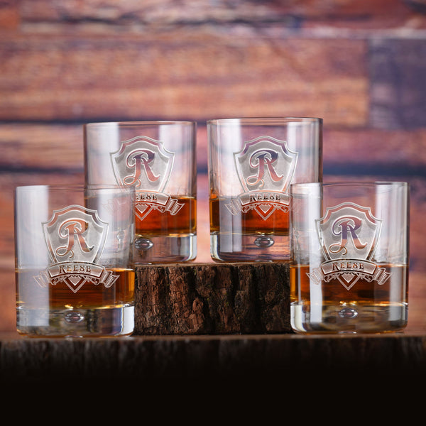 Whiskey Bar Glasses SET of 4 Engraved