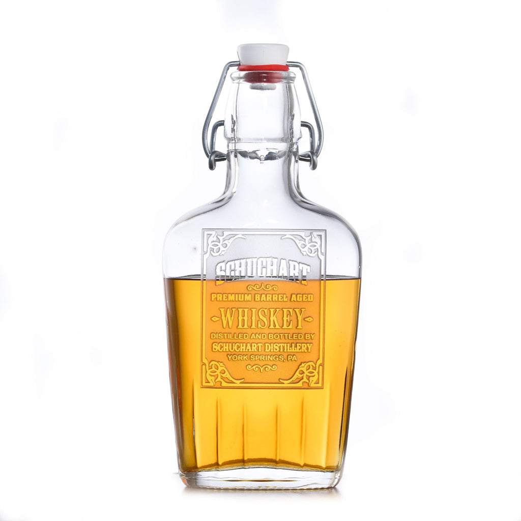 Whiskey Label Flask, Engraved