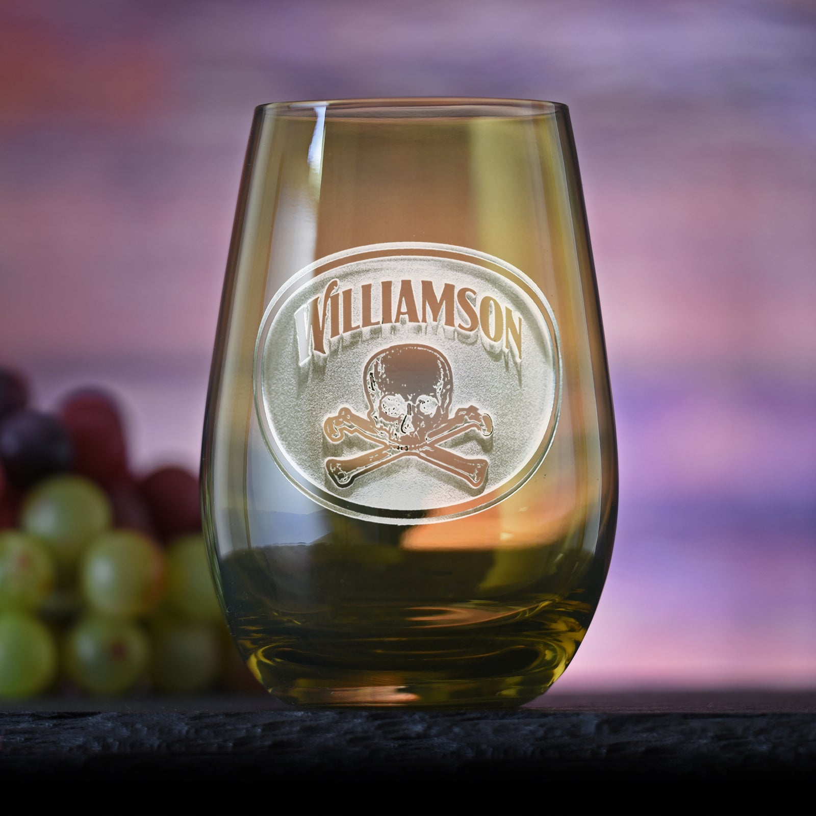 Skull & Bones Engraved, Green, Stemless Wine Glass Tumbler