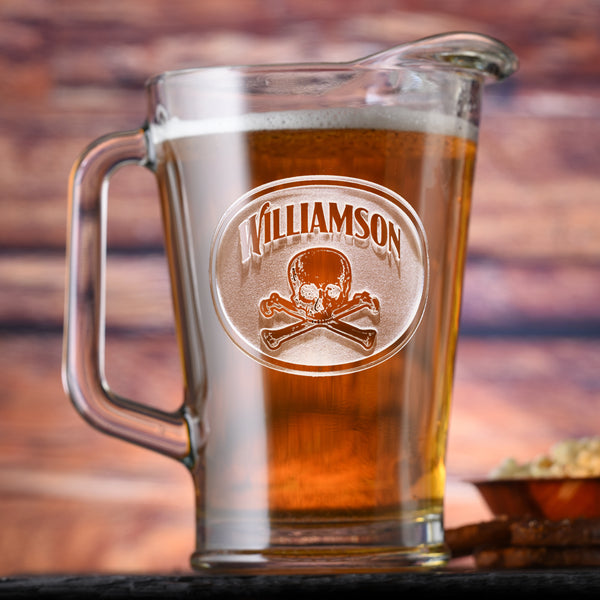 Personalized Skull and Bones Beer Pitcher