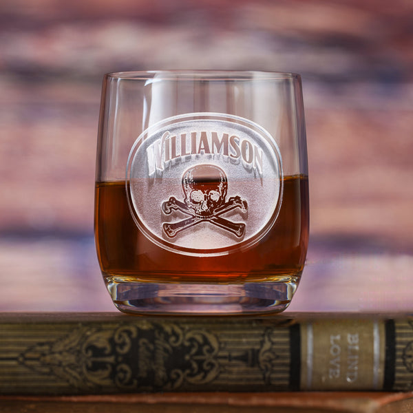 Skull and Bones Stolzle Weinland Crystal Rocks Whiskey Glass