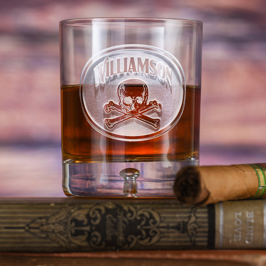 Skull and Bones Crystal Whiskey Glass