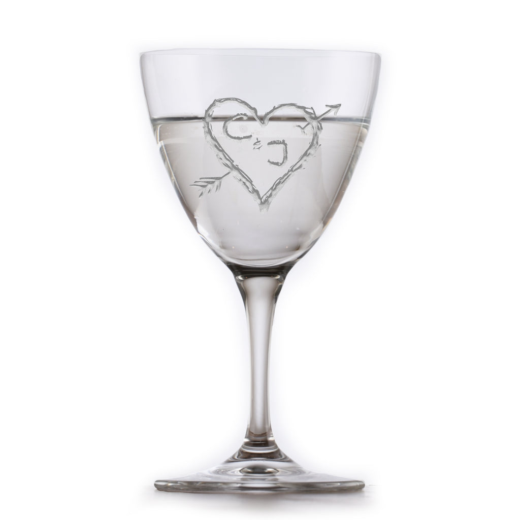Heart and Arrow Nick and Nora Crystal Martini Glass