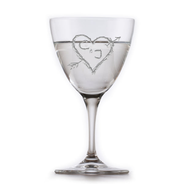 Heart and Arrow Nick and Nora Crystal Martini Glass