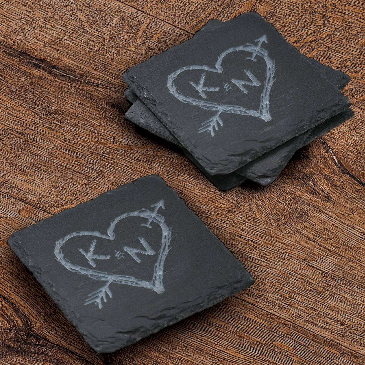 Heart & Arrow, Custom Slate Coasters (Set of 4)