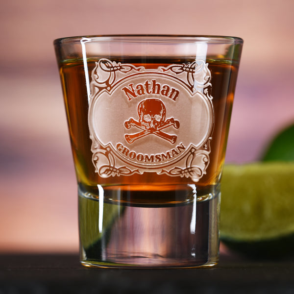 Skull Crossbones Shot Glass for Groomsman