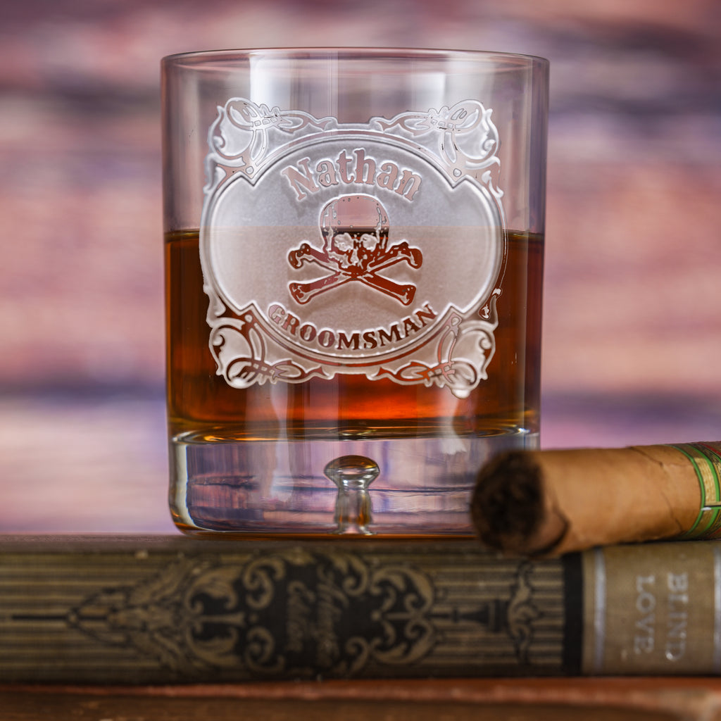 Skull and Bones Whiskey Bourbon Rocks Glass