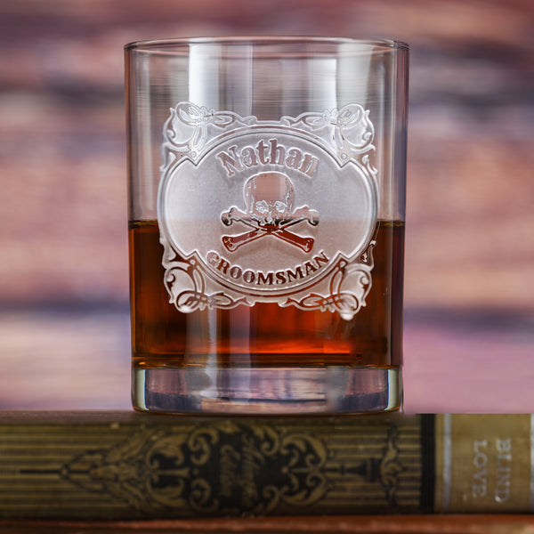 Skull and Bones Whiskey Bourbon Rocks Glass