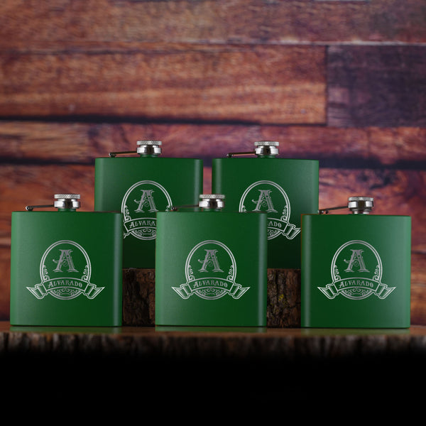 Personalized Pocket Flask Gifts - Set of 5