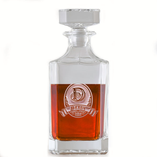Custom Engraved Square Whiskey Decanter