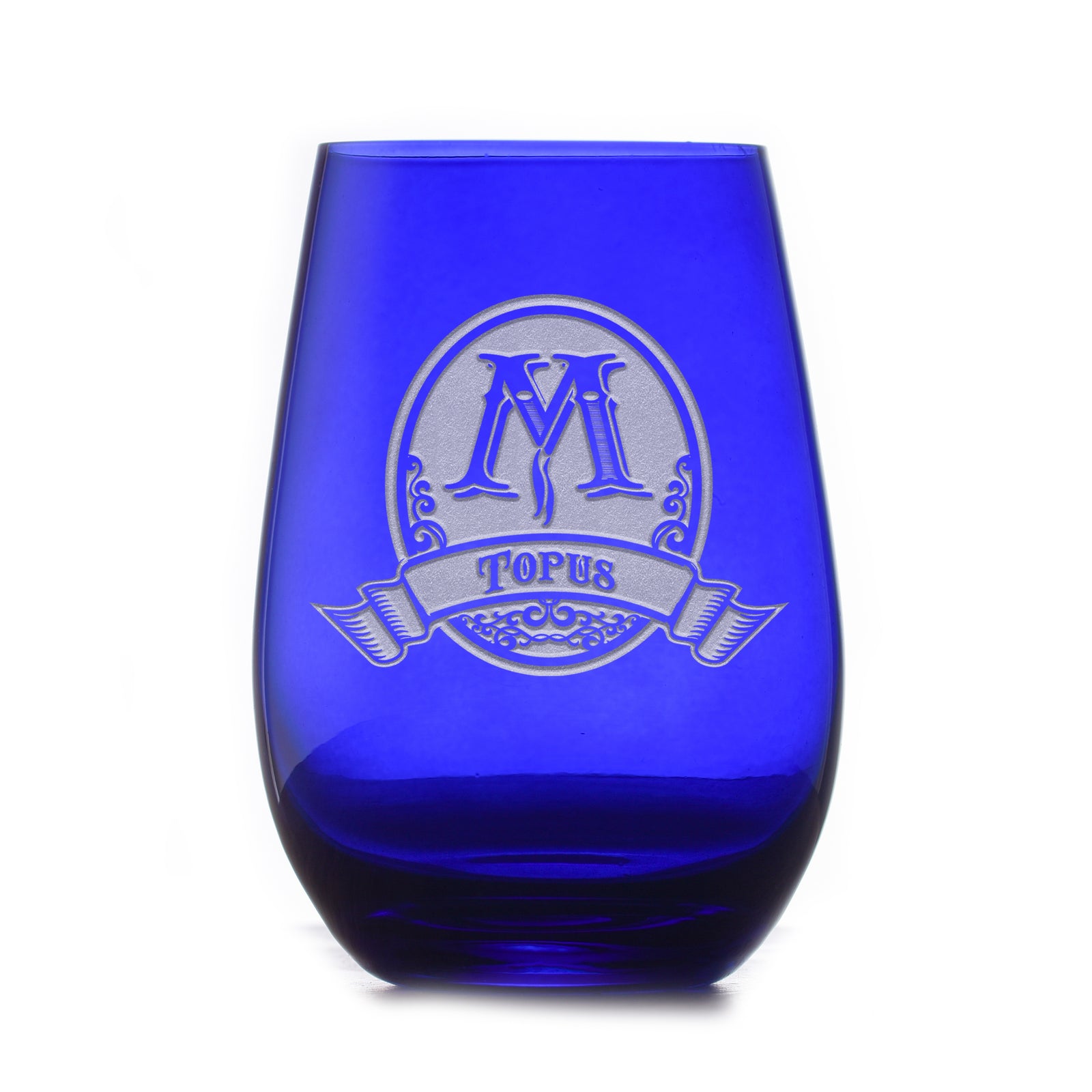 Personalized, Blue Stemless Wine Glass Tumbler