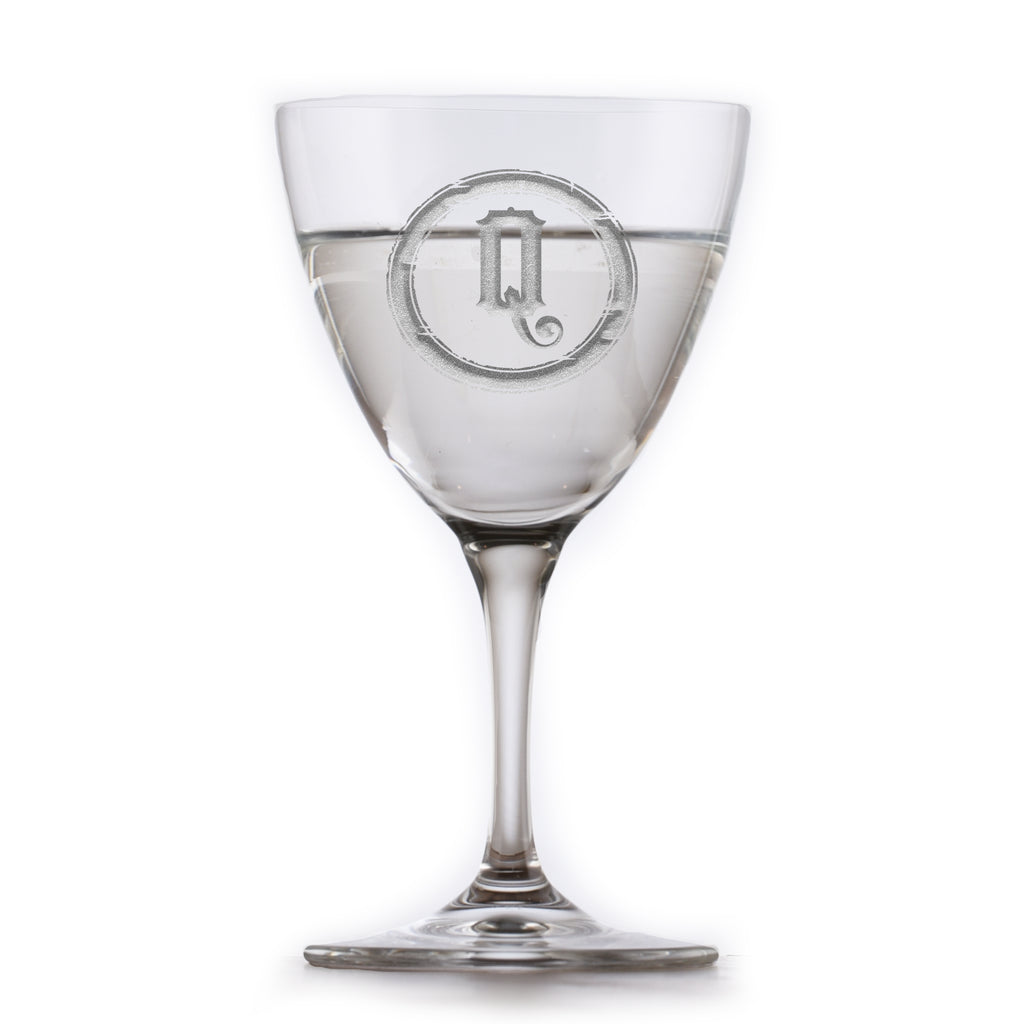 Monogram Nick and Nora Crystal Martini Glass Engraved