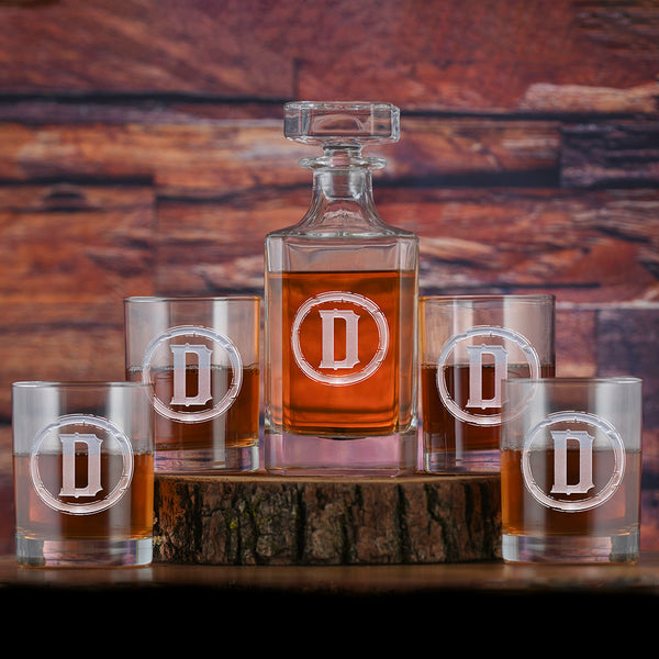Rustic Whiskey Decanter and Glasses Gift Set