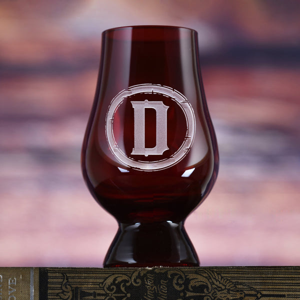 Engraved Red Glencairn Whisky Glass With Monogram