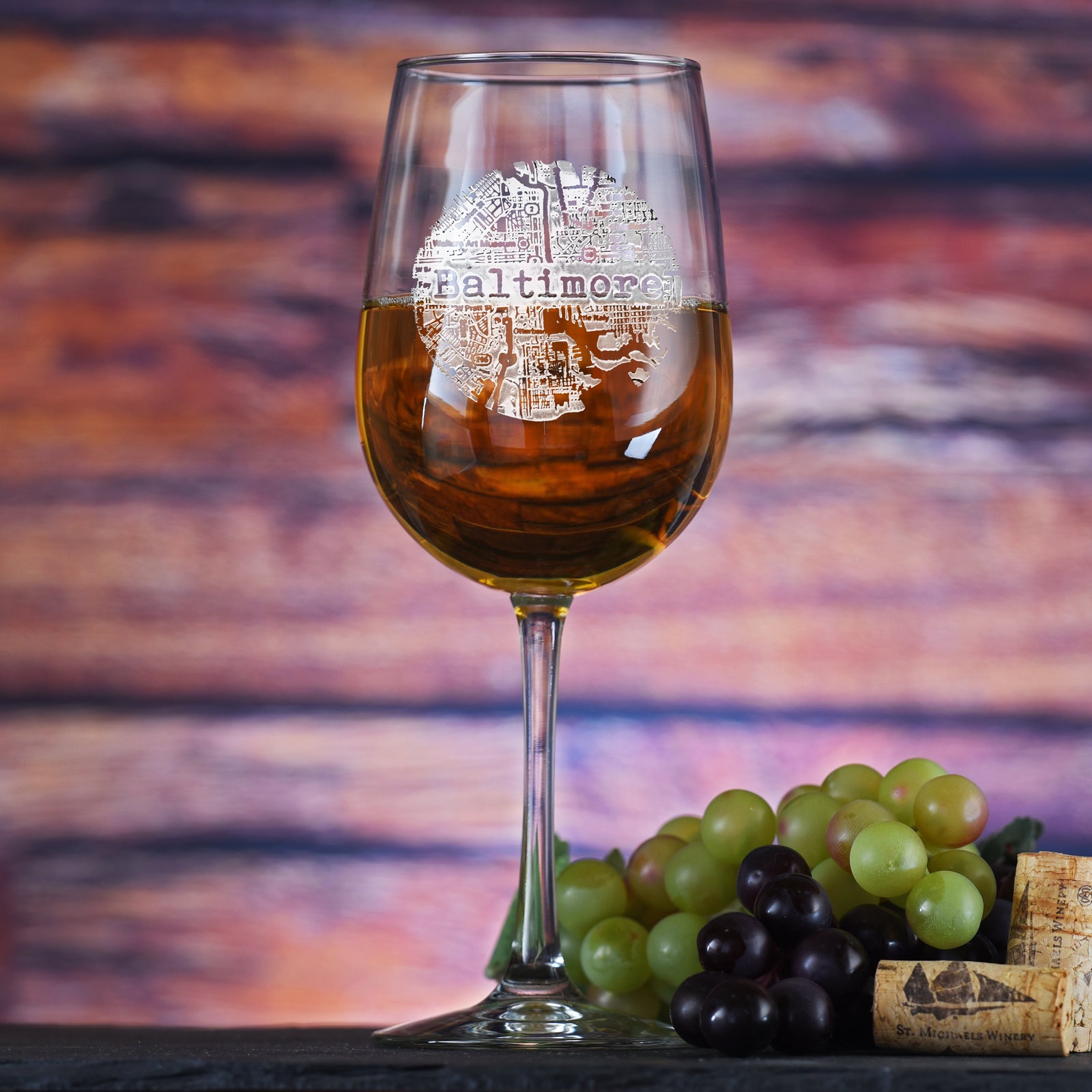 Street Maps Hometown, City Wine Glass