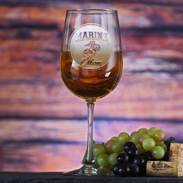 Marine Mom Wine Glass