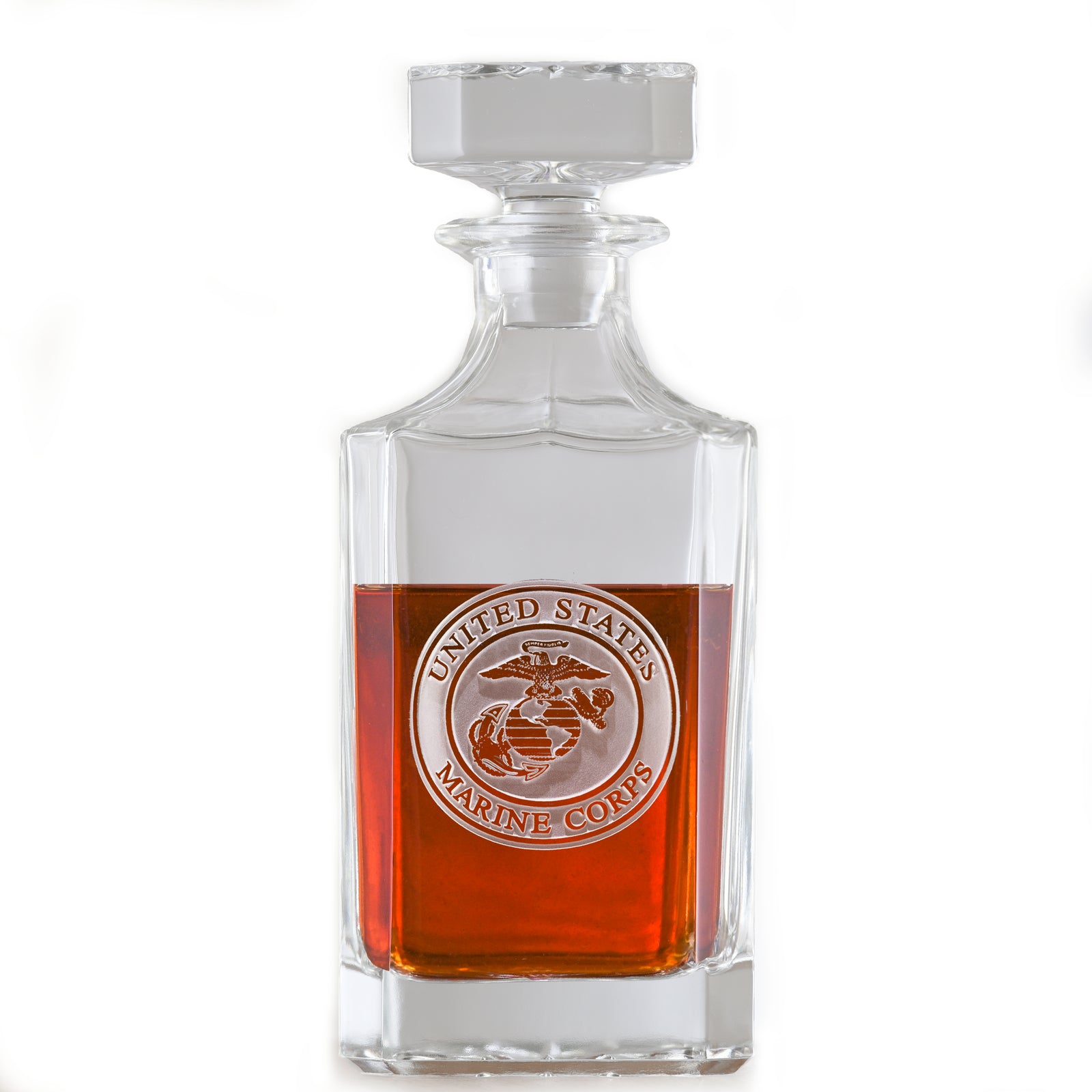 Marines Engraved Square Whiskey Decanter