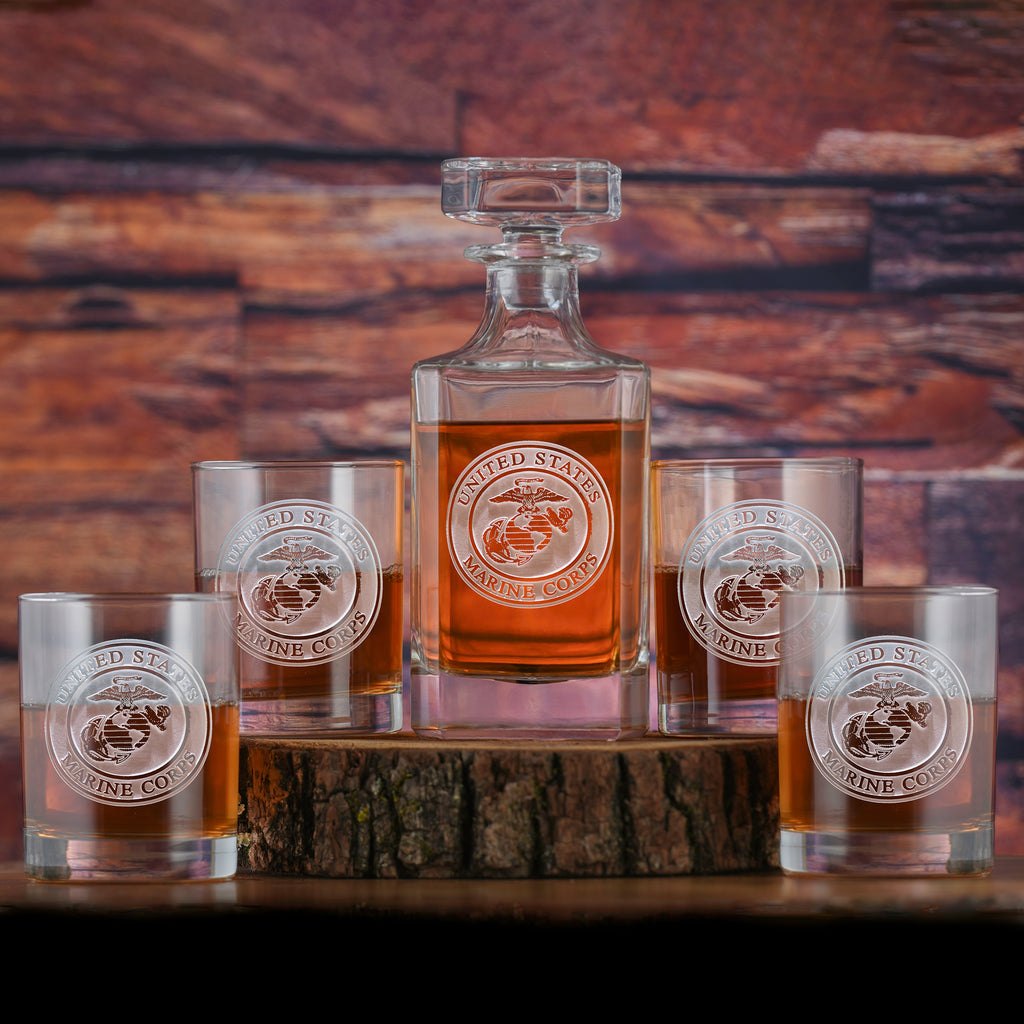 Marines Whiskey Decanter and Glasses Gift Set