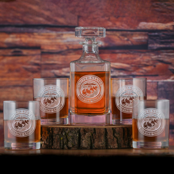Marines Whiskey Decanter and Glasses Gift Set