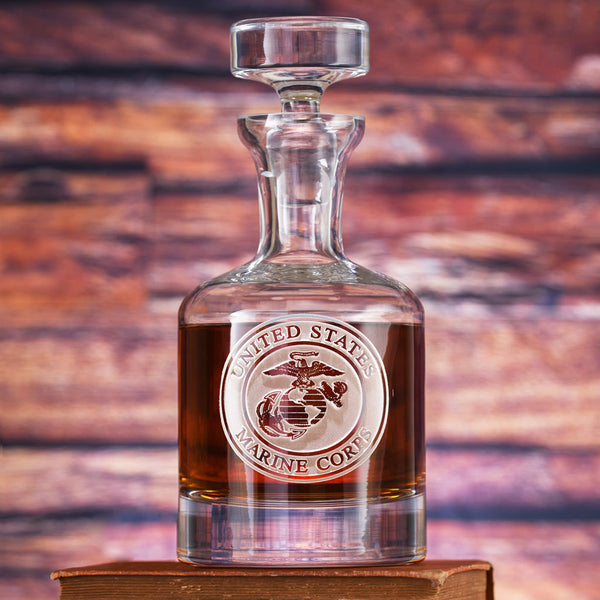 Engraved Marines Whiskey Scotch Decanters