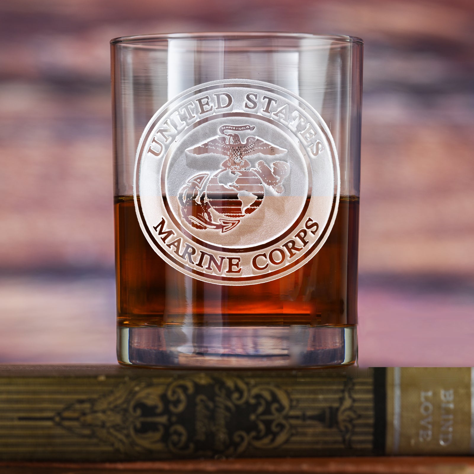 Marines Military Whiskey Glass, Engraved