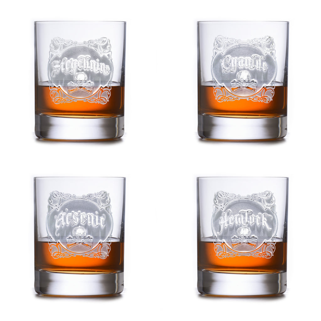 Name Your Poison Rocks DOF Glass Set, Arsenic, Cyanide