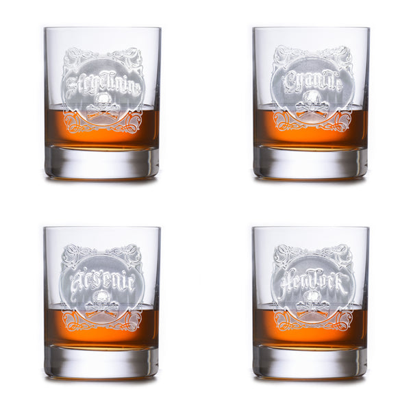 Name Your Poison Rocks DOF Glass Set, Arsenic, Cyanide